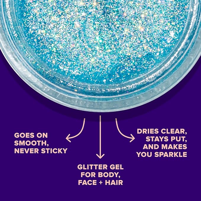Unicorn Snot Face & Body Glitter Gel - Cosmetic-Grade Holographic Glitter - Safe for Face, Easy Application & Removal - Blue Glitter, 1.7oz (Sky)