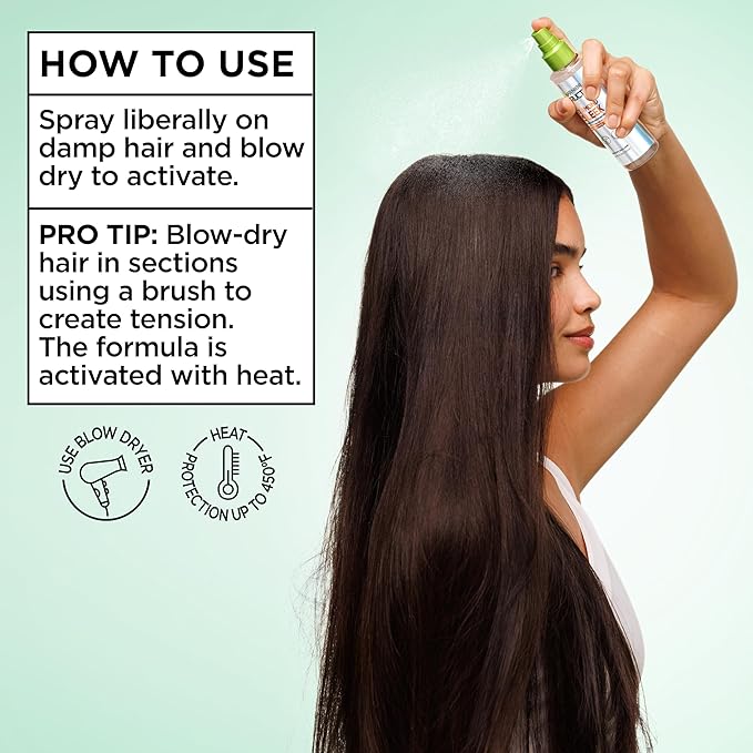 Garnier Fructis Diamond Sleek Hair Shine Spray, Frizz Control and Heat Protectant for Frizzy, Dry Hair, Formulated with Vegan Keratin Smoothing Complex and Argan Oil, 4.6 Fl Oz