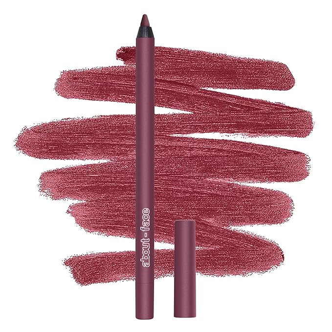 about-face Matte Fix Lip Pencil Lockdown – Long-Wear, Creamy Matte Lip Liner with Hyaluronic Acid & Vitamins C & E – Vegan, Cruelty-Free, Clean Beauty – 0.042 oz (Brick)