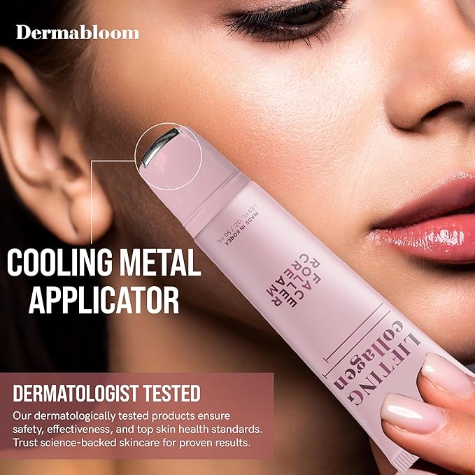 Collagen Face Roller Cream – Firms, Depuffs, Smooths Fine Lines – Dermatologist Tested, Anti-Aging, Korean Skin Care – Vegan, Clean Beauty, Non-GMO, Made in Korea – 1.69 Fl Oz