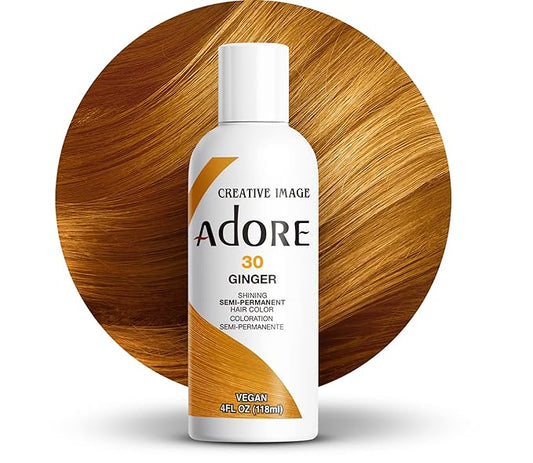Adore Semi Permanent Hair Color (030 Ginger) | Vegan & Cruelty-Free Orange Hair Dye | No Ammonia, No Peroxide, No Alcohol | 4 Fl Oz