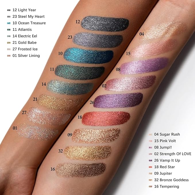 Oulac Eyeshadow Liquid Eyeshadow Multi-Usage Liquid Glitter Eyeshadow&Eyeliner Highly Pigmented, One-Swipe Coverage Long Lasting with No Creasing Formula Vegan&Cruelty-Free