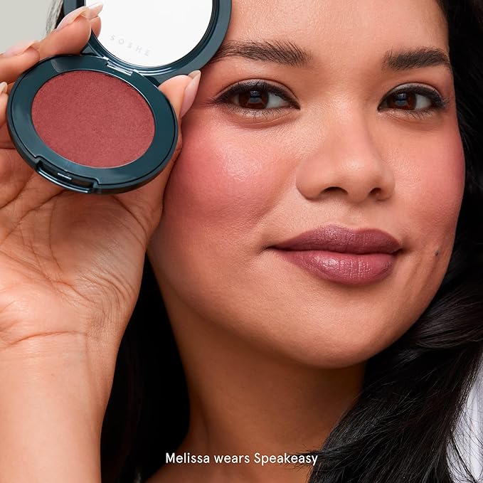 SOSHE Beauty - Blurring Pillow Blush Refill | Featherlight, Cushiony, Cream to Powder Formula | Squalane, Cucumber Seed Extract, Ashwagandha Root | Vegan, Clean, Cruelty-Free (Speakeasy, Dusty Mauve)