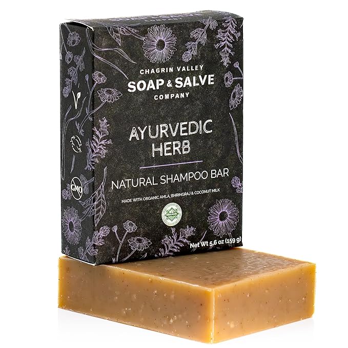 Chagrin Valley Soap & Salve Ayurvedic Organic Shampoo & Body Wash Soap Bar - Nurtures Dandruff & Dull Hair - Sulfate Free Shampoo - Sustainable, Vegan & Handmade – 5.6 oz Women & Mens Soap Bar