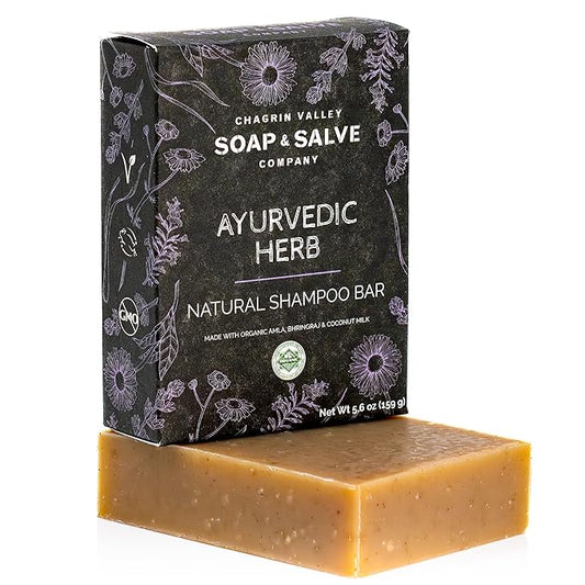 Chagrin Valley Soap & Salve Ayurvedic Organic Shampoo & Body Wash Soap Bar - Nurtures Dandruff & Dull Hair - Sulfate Free Shampoo - Sustainable, Vegan & Handmade – 5.6 oz Women & Mens Soap Bar