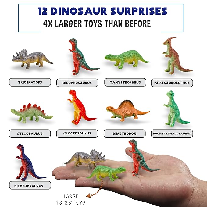 Bath Bombs for Kids with Surprise Inside - 12 Dinosaur Bath Bombs with Toys, Organic Colorful Bubble Bath Fizzies, Dino Egg Bath Bomb w/Rich Bubbles, Easter Basket Essentials for Kids, Boys, Girls