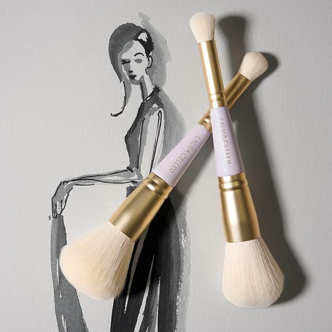 LAURA GELLER NEW YORK Cosmetic Professional Makeup Brushes - Cruelty-Free - 21 Dual-Ended Cheek + Eyeshadow Brush