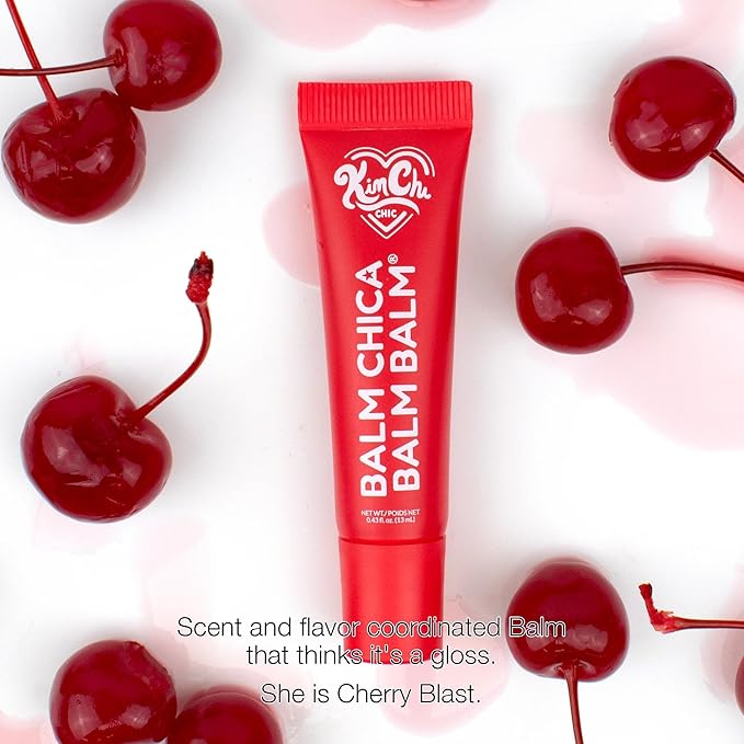 KimChiChic Beauty Balm Chica Balm Balm, Glossy Tinted Flavored Lip Balm, Hydrating Vegan Lip Gloss, Cruelty-Free, Paraben-Free Treatment for Soft, Smooth Lips, 0.8 fl. oz, 05-Cherry Blast
