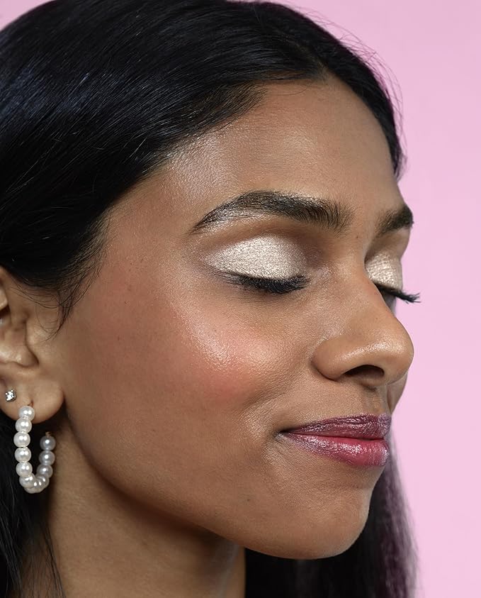 Winky Lux Rose Petal Liquid Eyeshadow, Longwear, Buildable, High-Pigment, Blendable, Crease-Proof, with Hydrating Vitamin E & Mango Seed Butter, Clean Beauty, Cruelty-Free, Vegan, Magnolia Shimmer