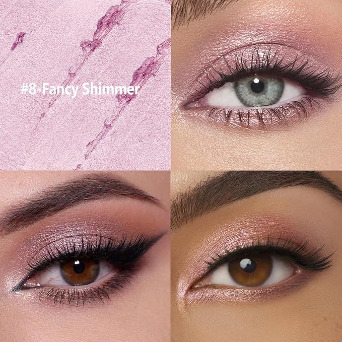 Eyeshadow Stick Shimmer Eye Brightener Pencil Cream Eye Shadow Eyeliner Pencil Crayon,High Pigmented Blendable Waterproof Long-Lasting Highlighter Stick Makeup,Vegan&Cruelty-Free,#8-Fancy