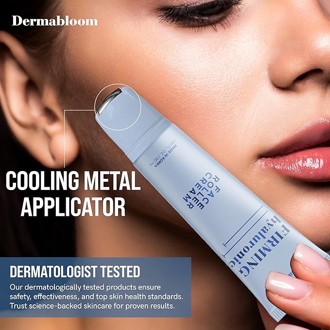 Hyaluronic Acid Face Roller Cream – Hydrates, Plumps, Firms, Depuffs – Dermatologist Tested, Anti-Aging, Korean Skin Care – Vegan, Clean Beauty, Non-GMO, 95% Natural – 1.69 Fl Oz