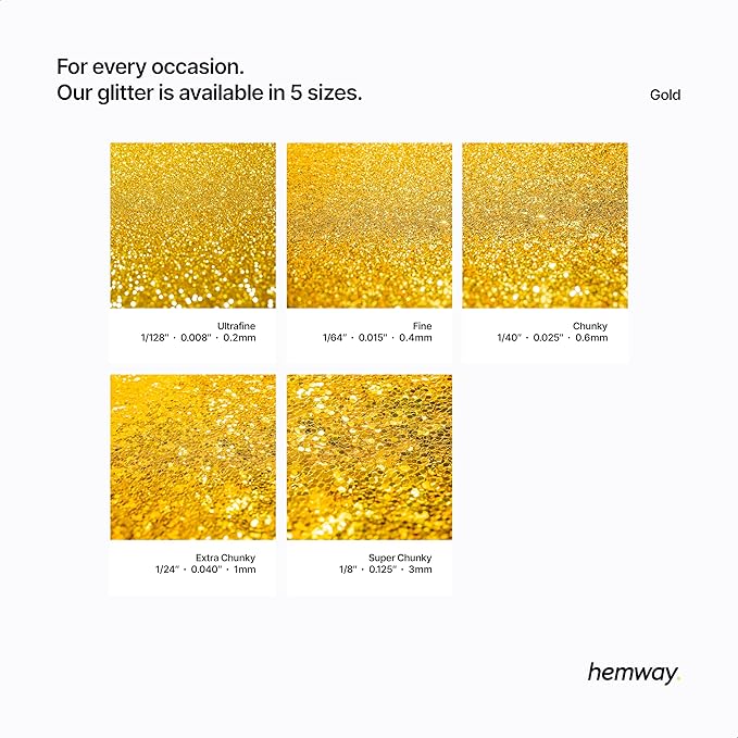 Hemway Eco Friendly Biodegradable Glitter 100g / 3.5oz Bio Cosmetic Safe Sparkle Vegan for Face, Eyeshadow, Body, Hair, Nail and Festival Makeup, Craft - Ultrafine (1/128" 0.008" 0.2mm) - Gold