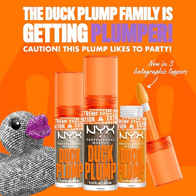 NYX PROFESSIONAL MAKEUP Duck Plump High Pigment Lip Gloss, Lip Plumper Gloss with Spicy Ginger - Flippin Slime