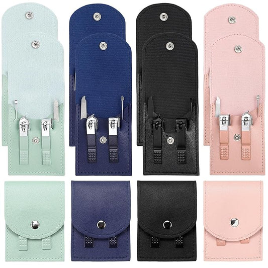 Geosar 12 Sets Manicure Set Bulk Nail Clippers Pedicure Kit Stainless Steel Professional Pedicure Grooming Kits Nail Care Tools with Travel Case for Men Women Hands Foot(Multi Colors)