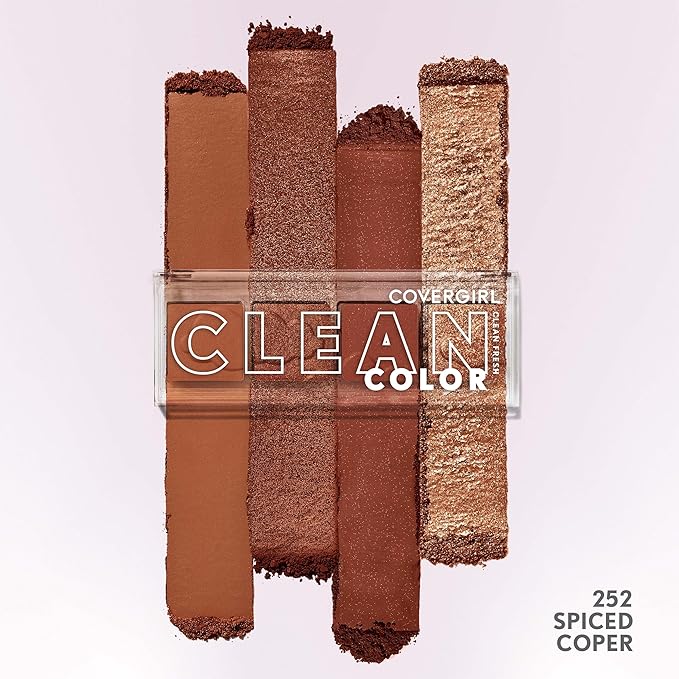 COVERGIRL Clean Fresh Clean Color Eyeshadow Palette, Shimmer Finish, Vegan Formula - Spiced Copper, 4g (0.14 oz)