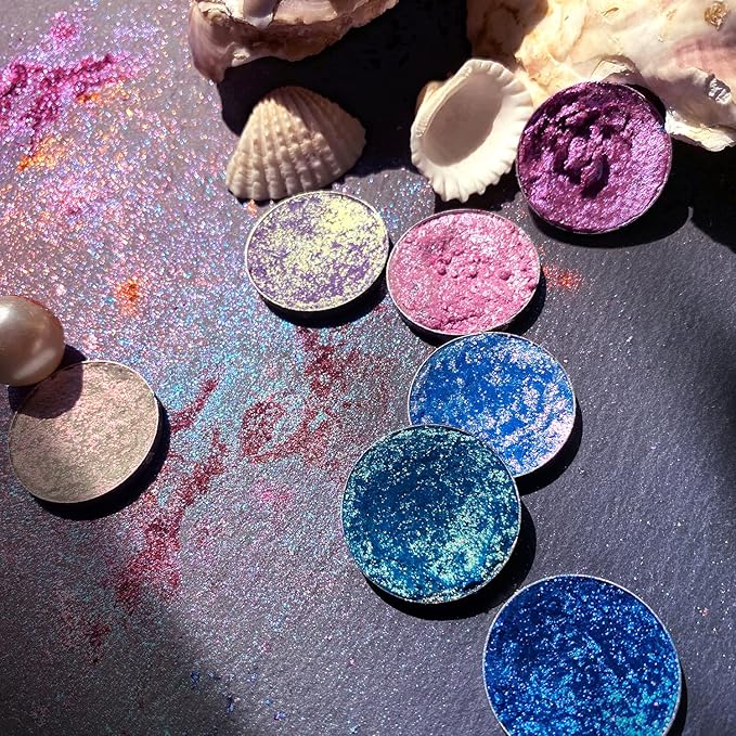 Blue Glitter Eyeshadow, Highly Pigmented Bright Sparkly Eye Makeup, Long Lasting Holographic Royal Blue Shimmer Chrome Eye Shadow Palette Single for Brown Eyes, Vegan Cruelty & Talc Free (Royal #6E)