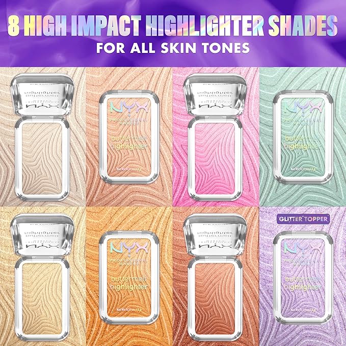NYX PROFESSIONAL MAKEUP Buttermelt Highlighter, Powder Highlighter Makeup, With Up to 12H Wear and High Impact Glow - 20 Butta Mint (Minty Green)