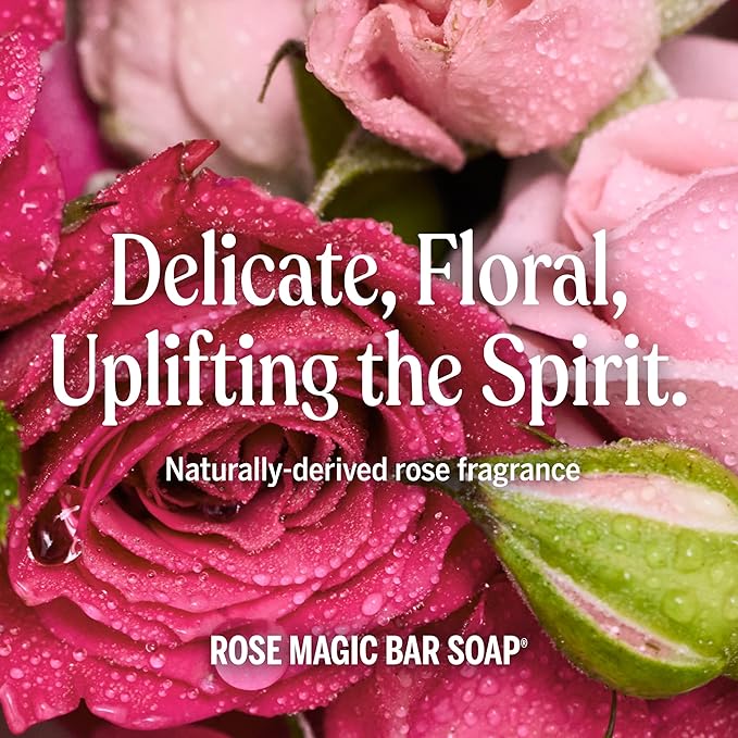 Dr. Bronner's Pure-Castile Magic Bar Soaps - Made with Regenerative Organic Certified Oils - For Face, Body, Hair- Vegan Soap Bars for Men & Women - Rose 2 pack, 5 oz
