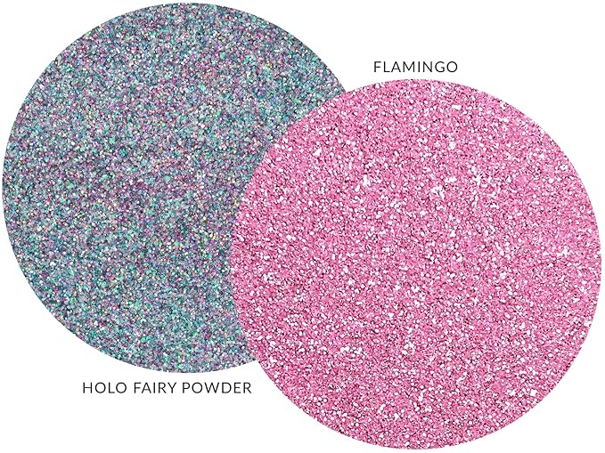 MARBLERS Twinkle Face & Body Glitter Duo [Holo Fairy Powder & Flamingo] 0.36oz (10g) | Non-Toxic | Cruelty-Free | Eyeshadow, Nail Polish, Nail Art | Festival, Rave Party & Makeup | Nail Art | Gel Nail
