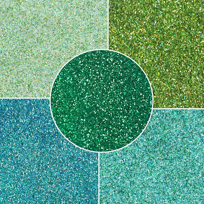 MARBLERS Cosmetic Grade Fine Glitter 5-Pack [Green Grin] 0.90oz (25g) | Non-Toxic | Vegan | Cruelty-Free | Eyeshadow, Nail Polish, Nail Art | Festival, Rave & Party Makeup | Body & Face