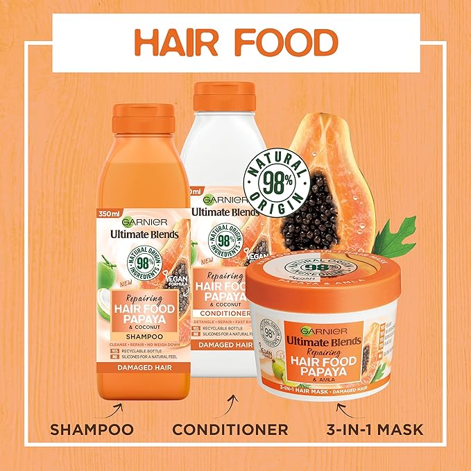 Garnier Ultimate Blends Hair Food Papaya 3-in-1 Damaged Hair Mask Treatment 390ml
