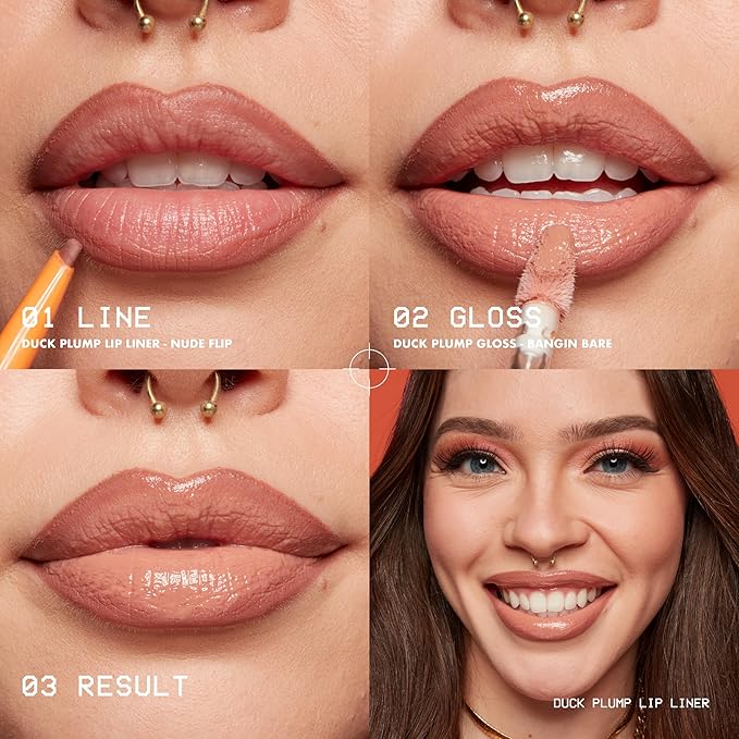NYX PROFESSIONAL MAKEUP Duck Plump Plumping Lip Liner, Matte Pencil With Up To 10HR Wear, Nude Flip (Nude Lip Liner)