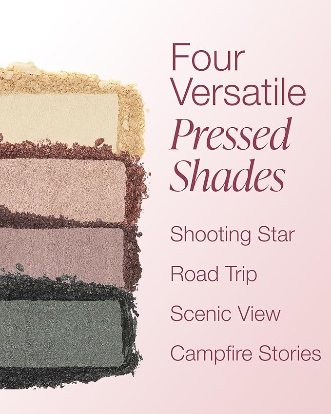 Mineral Fusion Eyeshadow Palette - Four Pressed Powder Shades in Matte, Satin, and Shimmer Finishes - Natural, Lightweight Vegan Eye Makeup - (Glamping)