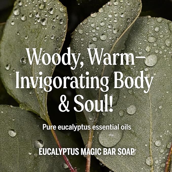 Dr. Bronner's Pure-Castile Magic Bar Soaps - Made with Regenerative Organic Certified Oils - For Face, Body, Hair- Vegan Soap Bars for Men & Women - Eucalyptus 2 pack, 5 oz
