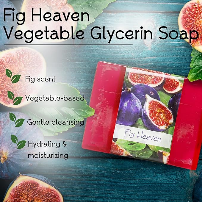 Glycerin Bar Soap Fig Heaven Scent - Natural, Vegan-Friendly, Hypoallergenic - Moisturizing and Hydrating with 100% Vegetable Glycerin - Sulfate-Free, Paraben-Free, Chemical-Free - 4.5 oz