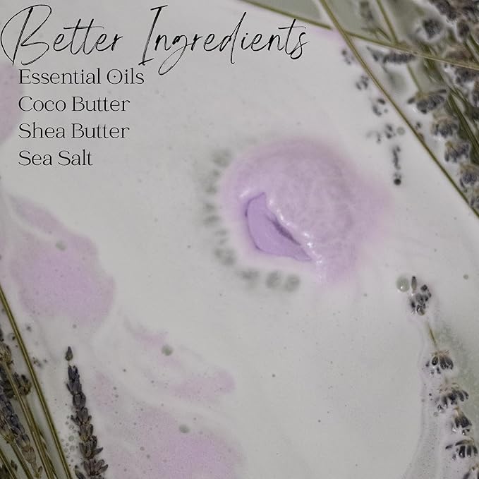 EvolutionUSA Lavender Dreams Bath Bombs for Women – 3 Organic Flower Bath Bombs, Soft Lavender Bath Fizzers, Womens Bath Gift Valentines or Easter, Lush Bath for Girls, Mothers Day Bathbombs