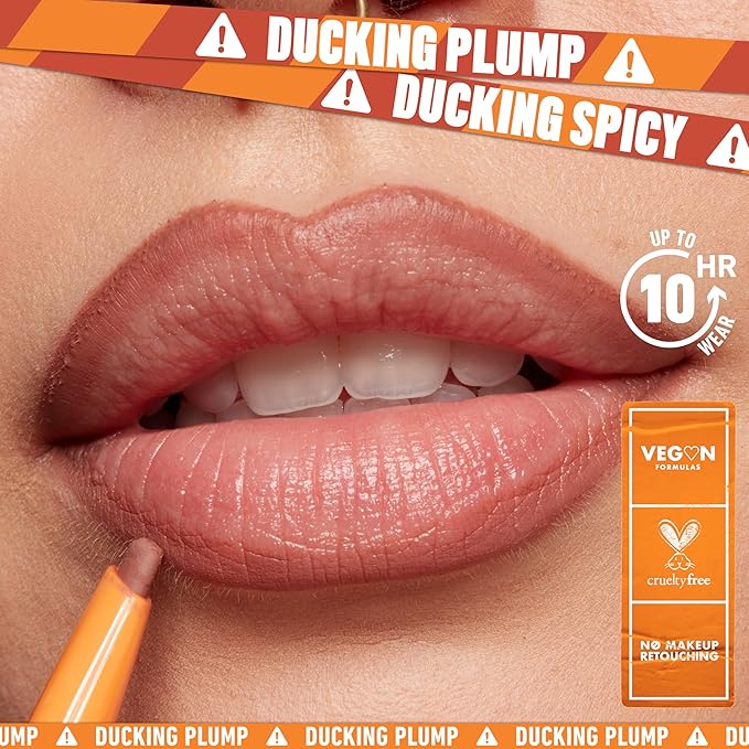 NYX PROFESSIONAL MAKEUP Duck Plump Plumping Lip Liner, Matte Pencil With Up To 10HR Wear, Swollen Spice (Warm Nude Lip Liner)