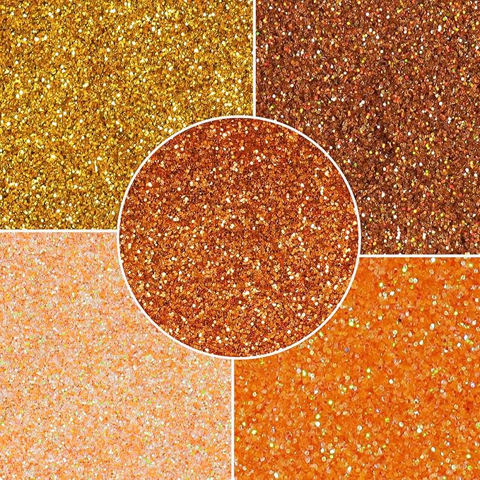 MARBLERS Cosmetic Grade Fine Glitter 5-Pack [Orange Day] 0.90oz (25g) | Non-Toxic | Vegan | Cruelty-Free | Eyeshadow, Nail Polish, Nail Art | Festival, Rave & Party Makeup | Body & Face