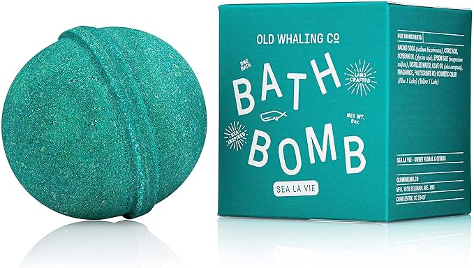 Old Whaling Co Assorted Bath Bombs – Set of 4 – Handmade Bath Soak with Epsom Salts – Cleansing, Soothing and Moisturizing Fizz – Beachy Bath and Body Products, 8 oz