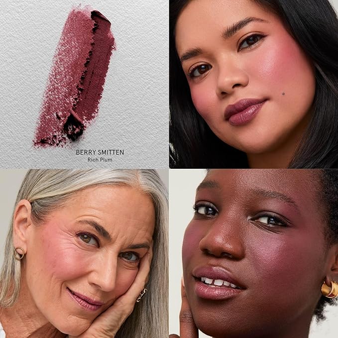 SOSHE Beauty - Blurring Pillow Blush Refill | Featherlight, Cream to Powder Formula | Squalane, Cucumber Seed Extract, Ashwagandha Root | Vegan, Clean, Cruelty-Free (Berry Smitten, Rich Plum)