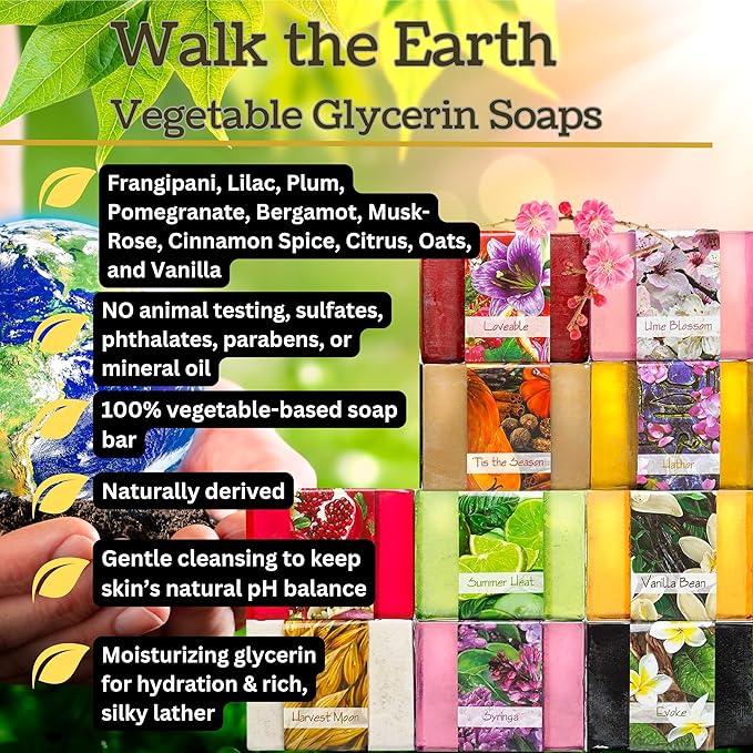Glycerin Bar Soap Set of 10#1 - Natural, Vegan-Friendly, Hypoallergenic - Moisturizing and Hydrating with 100% Vegetable Glycerin - Sulfate-Free, Paraben-Free, Chemical-Free - 4.5 oz Each