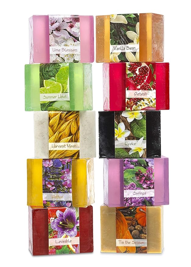 Glycerin Bar Soap Set of 10#1 - Natural, Vegan-Friendly, Hypoallergenic - Moisturizing and Hydrating with 100% Vegetable Glycerin - Sulfate-Free, Paraben-Free, Chemical-Free - 4.5 oz Each