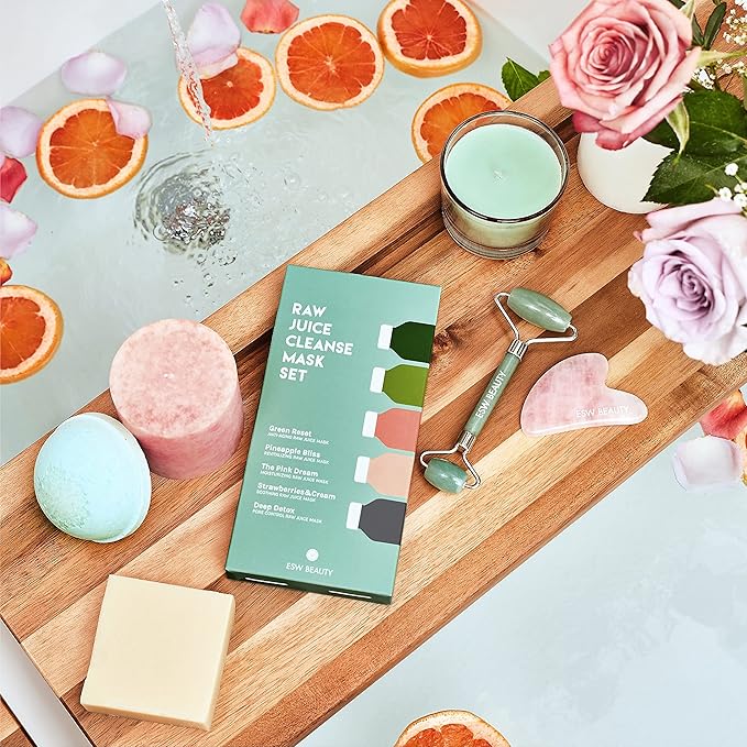 ESW Beauty Raw Juice Face Masks - 10-Pack Skincare Set - Hydrating, Anti-Aging, Moisture Repair, Pore Control, Soothing & Revitalizing with Watermelon, Kale & Charcoal
