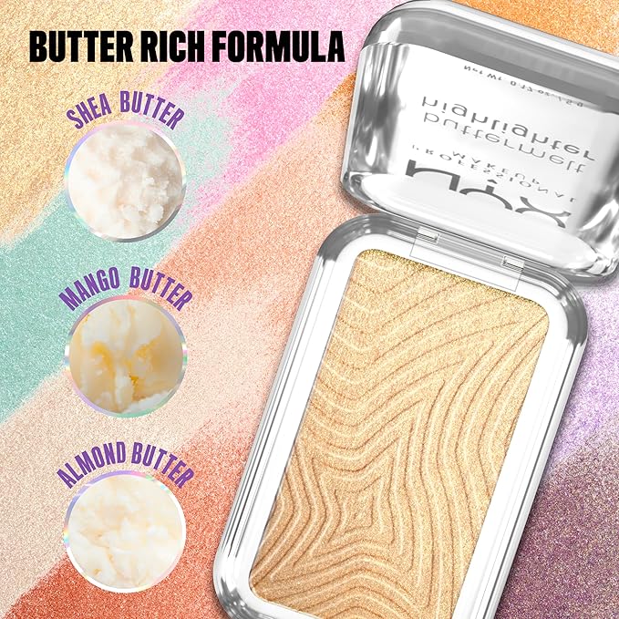 NYX PROFESSIONAL MAKEUP Buttermelt Highlighter, Powder Highlighter Makeup, With Up to 12H Wear and High Impact Glow - 25 Butta Than Gold (Light Gold)