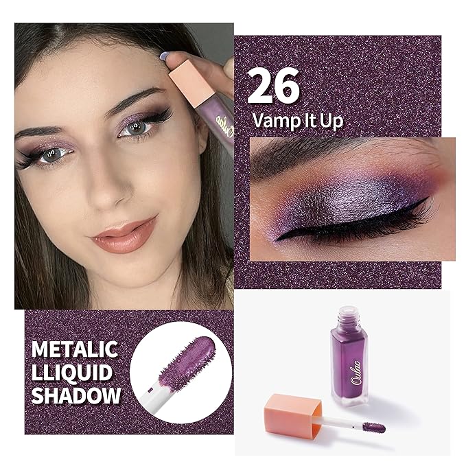 Oulac Liquid Glitter Eyeshadow Eyeshadow Metallic Purple Liquid Eyeliner Shimmer| Non-creasing Lightweight Moisturizing Formula Easy to Remove. Vegan & Cruelty-Free (26)