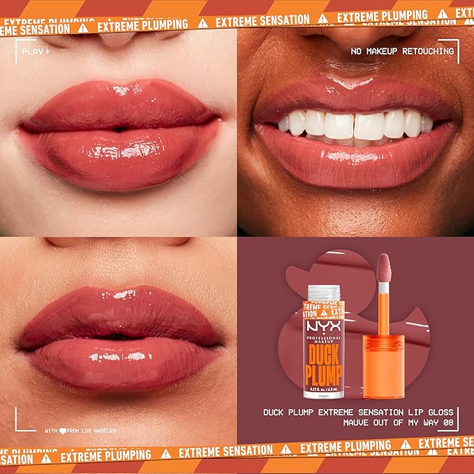 NYX PROFESSIONAL MAKEUP Duck Plump High Pigment Lip Gloss, Lip Plumper Gloss with Spicy Ginger - Mauve Out Of My Way