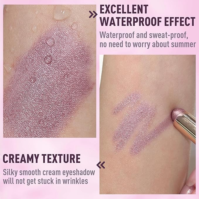 FV Cream Shimmer Eyeshadow Stick，Long Lasting & Waterproof, Multi-Use & High Pigment Eyeshadow Makeup Stick, Amethyst Shimmer