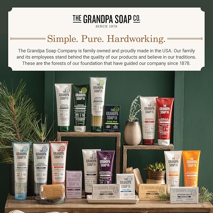 The Grandpa Soap Company Witch Hazel Bar Soap - Gently Tones Skin, With Witch Hazel and Lavender, Provides a Relaxing Effect, Vegan, For Face and Body, 4.25 Oz, 4 Pack