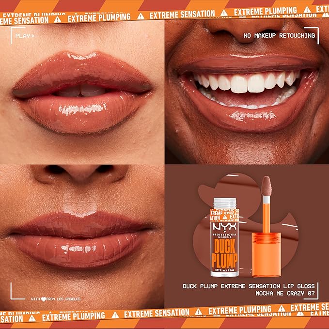 NYX PROFESSIONAL MAKEUP Duck Plump High Pigment Lip Gloss, Lip Plumper Gloss with Spicy Ginger - Mocha Me Crazy