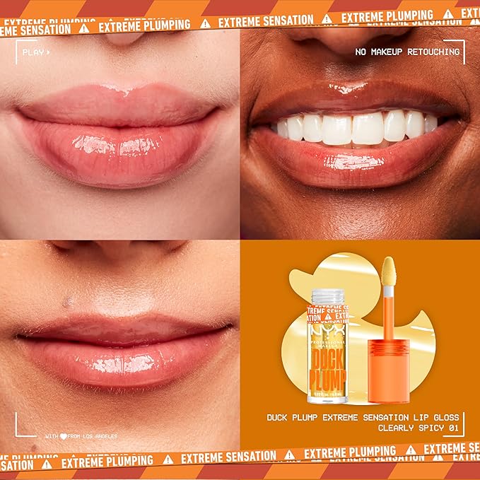 NYX PROFESSIONAL MAKEUP Duck Plump High Pigment Lip Gloss, Lip Plumper Gloss with Spicy Ginger - Clearly Spicy