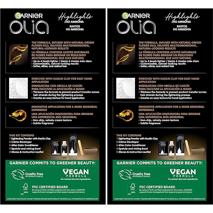 Garnier Hair Color Olia Ammonia-Free Permanent Hair Dye, H03 Highlights for Brunettes, 2 Count (Packaging May Vary)