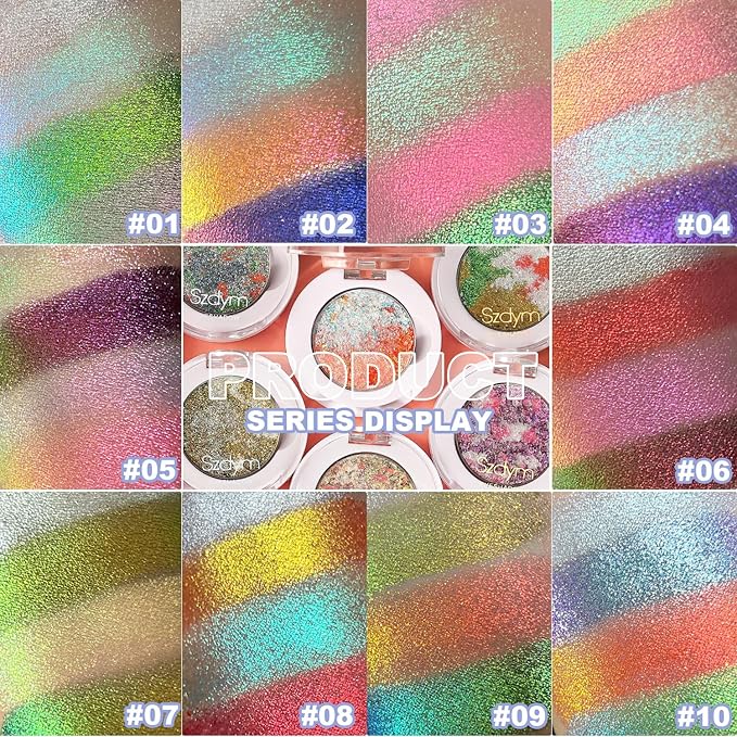 Chameleon Multichrome Eyeshadows,1 Pot=3 Shifting Colors, Single Eyeshadow Pot,Vegan Neon-Rainbow Shift,Pure Mineral Pigments, Long-Lasting Silk Glide,Smooth and Highly Pigmented shade