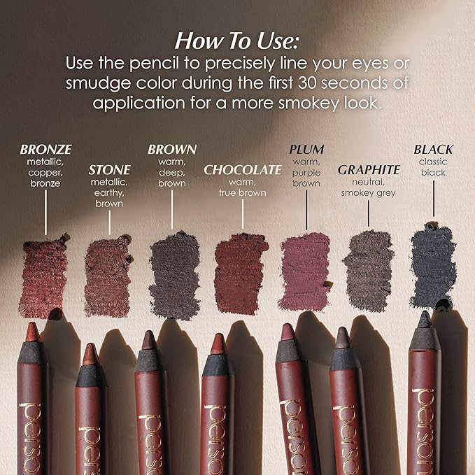 PERSONA 24HR Bronze Waterproof Eyeliner Pencil | Creamy Smudgeable for Lash Line & Waterline | All-Day Wear | Vegan, Cruelty-Free | Sharpenable | Made in USA