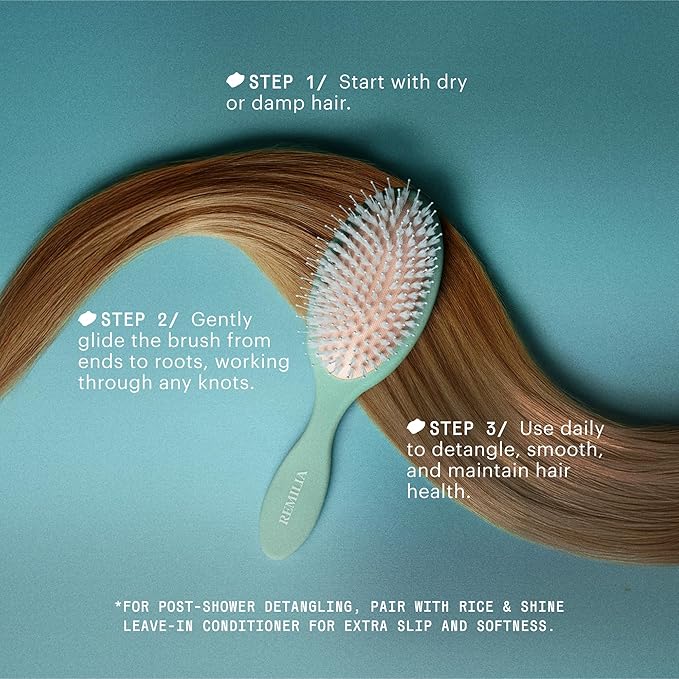 Remilia Vegan Lush Paddle Hair Brush with Boar-Like Bristles for Smooth Detangling and Daily Scalp Comfort - Lightweight Travel-Ready Design for All Hair Types - Sand