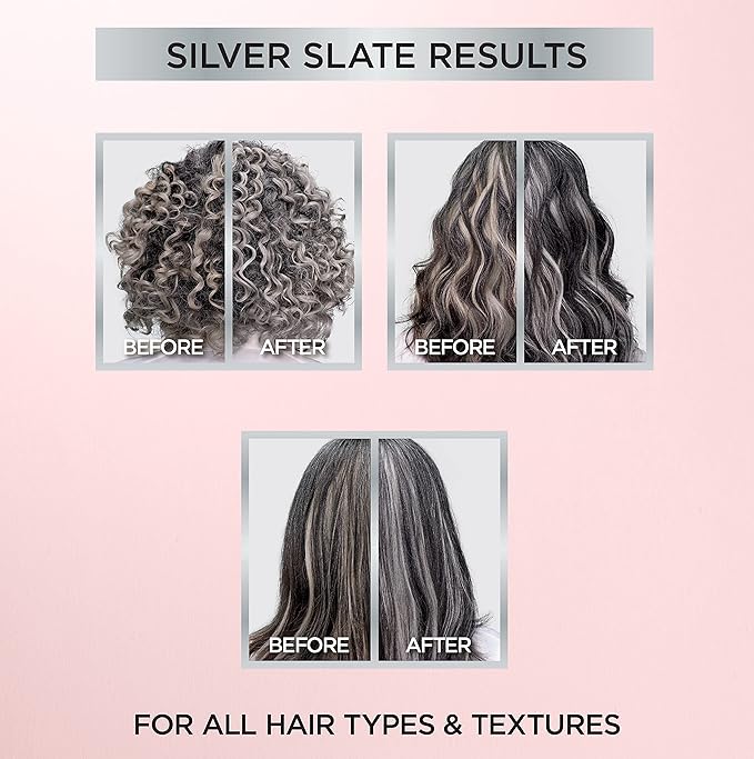 L'Oreal Paris Le Color Gloss Step Toning Gloss,In-Shower Hair Toner with Deep Conditioning Treatment Formula for Gray Hair,Silver Slate,1 Kit,(Pack of 2)