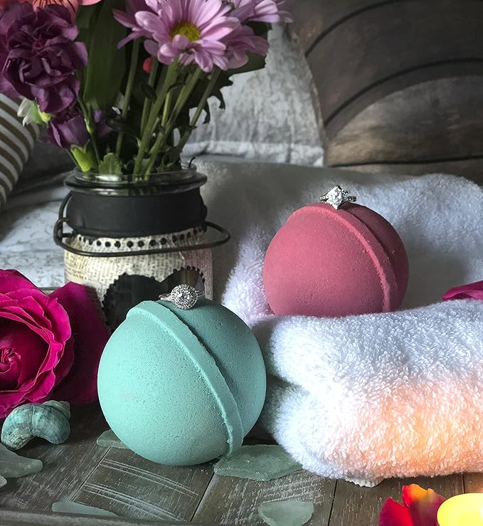 Mermaid Love Potion Bath Bombs Gift Set of 2 with Ring Surprise Inside Each Made in USA